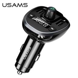 CC115   Cargador Auto c/ Transmisor FM  2 USB/3 4A  Negro  USAMS