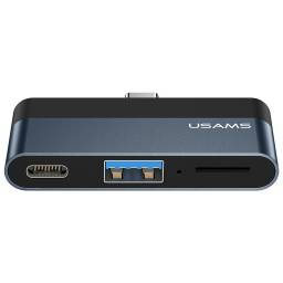 SJ491   mini Hub Tipo C  Tipo C + USB + microSD  Gris  USAMS