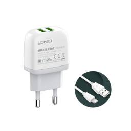 A2219   Cargador Pared  2.4A  2USB  Lightning Blanco   LDNIO