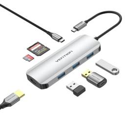 Estacin de Acoplamiento 7 en 1   USB-C a HDMI/USB 3.0x3/SD/TF/PD / Gris / 0.15M  TOJHB  Vention