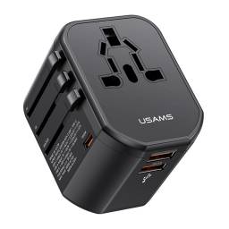 Cargador de viaje T59   20W  2 USB + USB C  Negro  CC179  USAMS