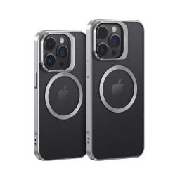 BH855   Case  Apple iPhone 15 Pro 6.1"  TPU Magnético  Transparente/Plateado  Geying Series  USAMS