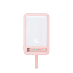 Power Bank Magntico c/Soporte   10.000mAh  Carga Inalmbrica  Cable Tipo C  Rosado  CD219 USAMS