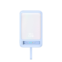 Power Bank Magntico c/Soporte   10.000mAh  Carga Inalmbrica  Cable Tipo C  Celeste  CD219 USAM