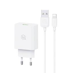 Cargador de Pared CC083   18W  QC3.0  Cable Lightning  2.1A  Blanco  USAMS