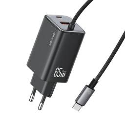 Cargador Pared   65W USB A + 2 USB C GaN  Carga Rpida  Tipo C a Tipo C  Negro  CC266  USAMS