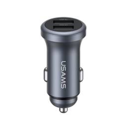 Cargador Auto 2 USB   2.4A  Gris  Aluminio  CC320  USAMS