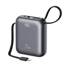 Power Bank   10000mAh  35W  cCable Tipo C y Lightning  Display Digital  Gris  CD261 - PB86 USAMS