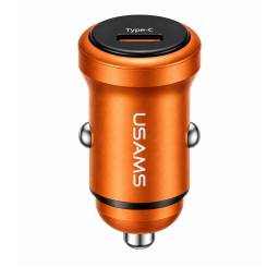 Cargador Auto USB C/PD   30W  Aluminio  Anaranjado  CC321  USAMS